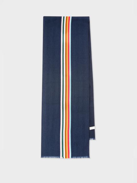 Dark Blue Central Multi Stripe Scarf