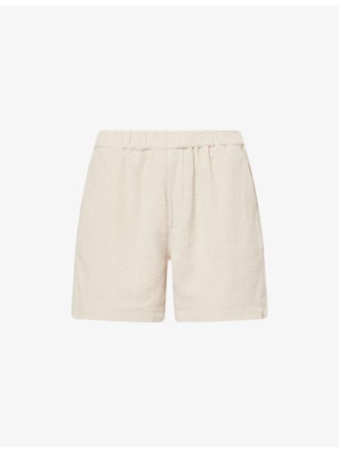 Open Weave Drawstring Cotton-Blend Shorts