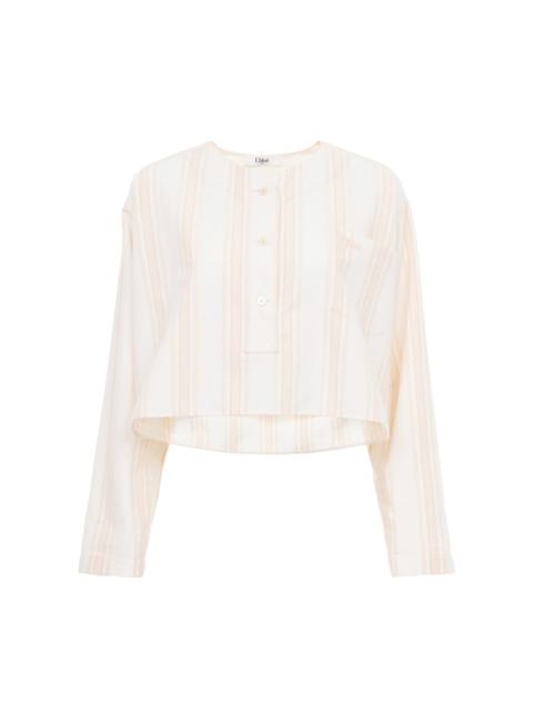 LONG-SLEEVE CROPPED TOP IN COTTON