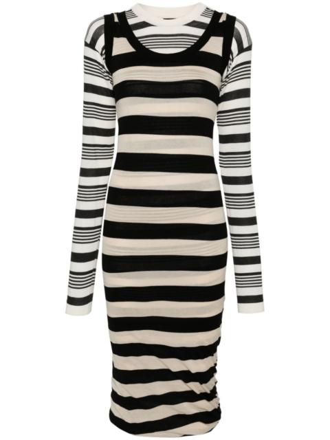 stripes cotton midi dress