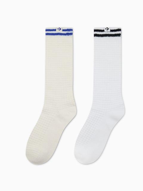 2-Pack Waffle Knit Varsity Crew Socks