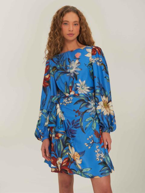 Blue Surreal Flowers Wrap Lenzing™ Ecovero™ Mini Dress