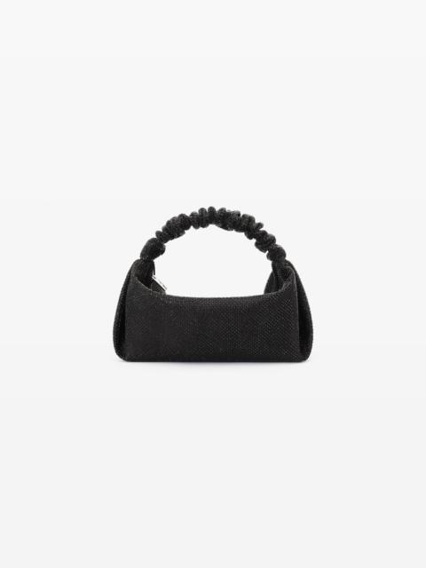 SCRUNCHIE MINI BAG IN SATIN WITH CLEAR BEADS