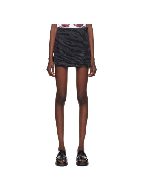 Black Lazer Denim Miniskirt