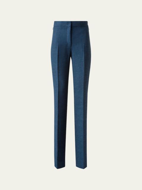 Carl" Structured Double-Face Cotton Silk Pants