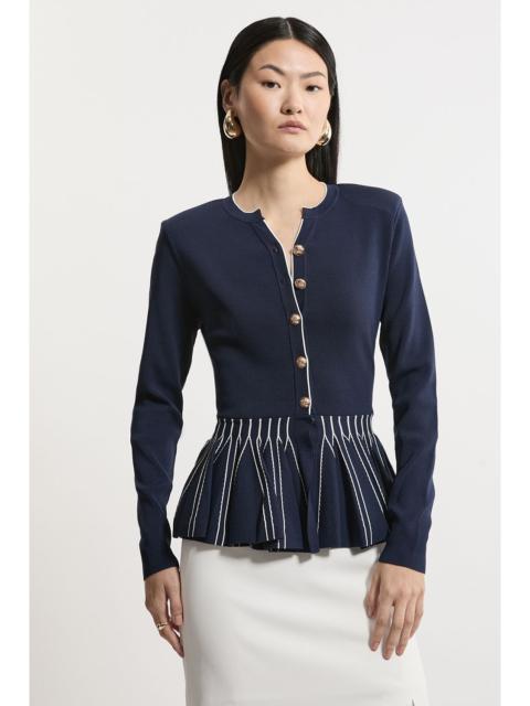 Viscose Blend Knit Peplum Jacket