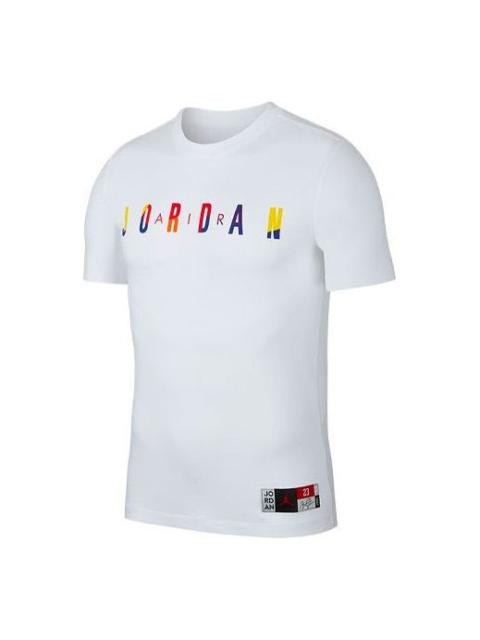 Air Jordan Colorful Round Neck Short Sleeve T-Shirt Men's White AT8943-100
