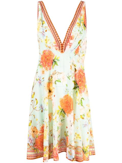floral-print V-neck dress