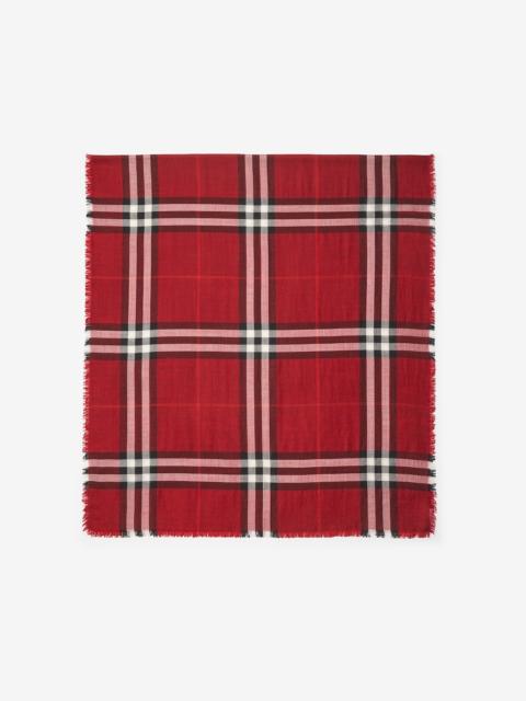 Reversible Check Wool Silk Scarf