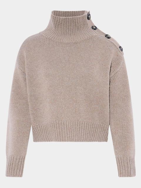 Buttoned Wool-Cashmere Sweater