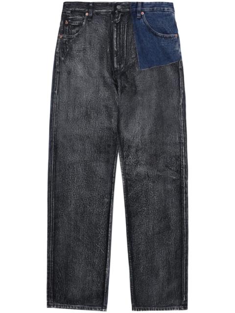 panelled mid-rise straight-leg jeans