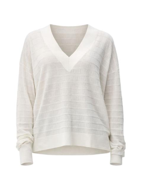 V-neck textured sweater