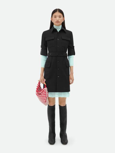 Textured Criss-Cross Belted Dress