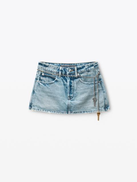 Regen Indigo Denim skort with chain belt