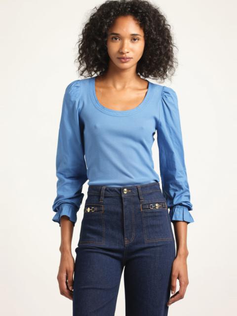 AISHAH SCOOP NECK LONG SLEEVE RIBBED TOP