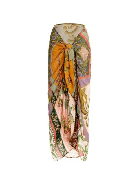 Marine Aura floral-print pareo