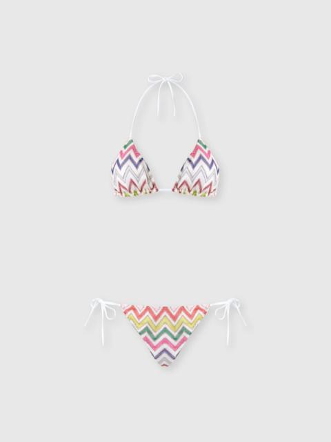 Chevron Pattern Bikini in Viscose and Lamé