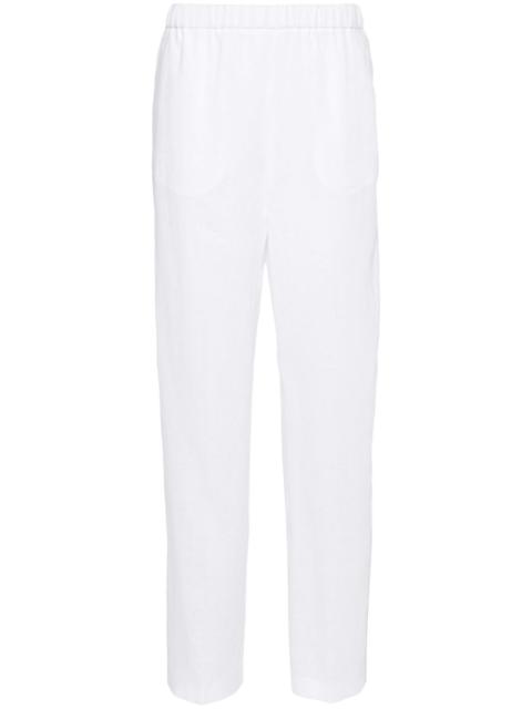 chambray pipe-trim tapered trousers