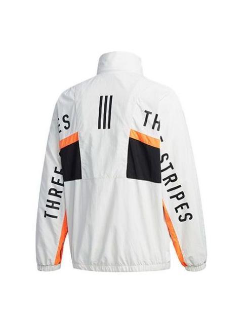 Men's adidas Mh Cb Jkt Back Alphabet Logo Printing Sports Stand Collar Jacket Autumn Gray HN8480