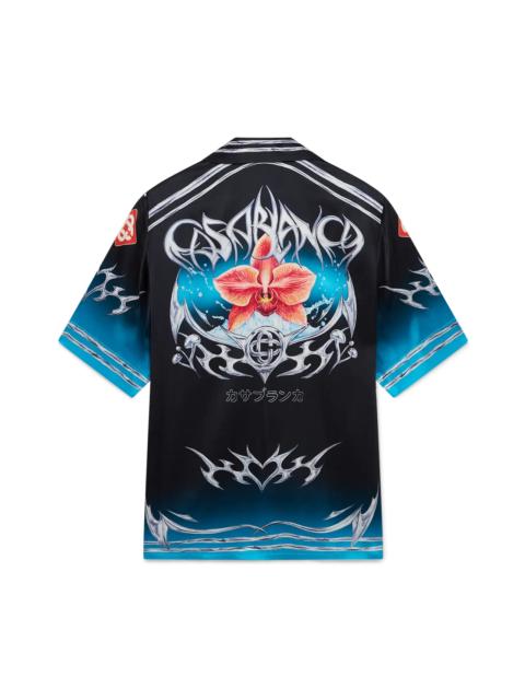 Blades Short Sleeve Silk Satin Shirt | Casablanca Paris