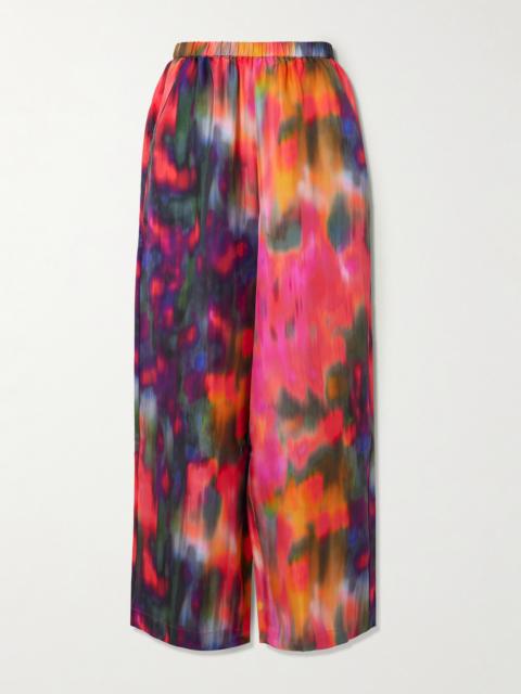 Magnetique Printed Silk-twill Wide-leg Pants