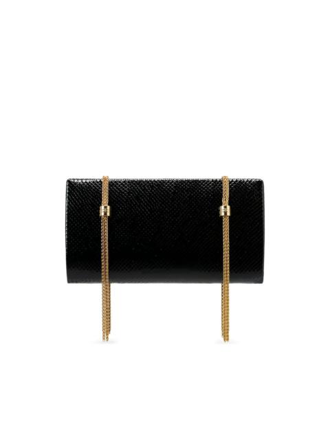 python texture chain clutch bag