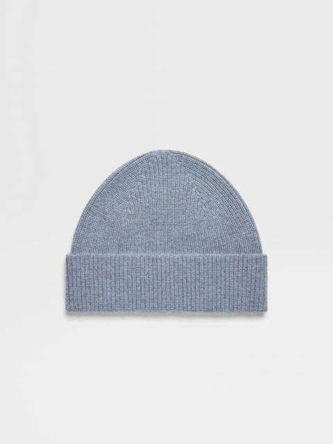 LIGHT BLUE MULTIMÉLANGE CASHMERE BEANIE