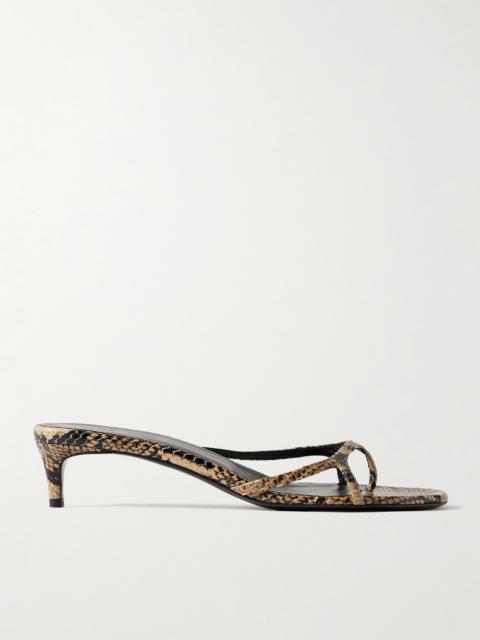Mila Snake-effect Leather Mules