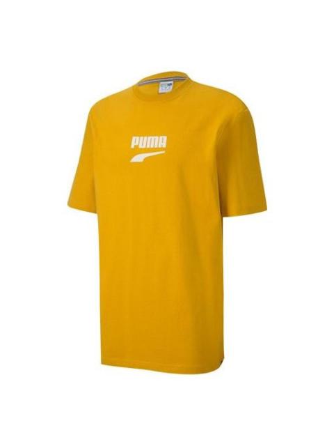 PUMA Downtown Classical Logo Short Sleeve TEE Men Gold 597348-25