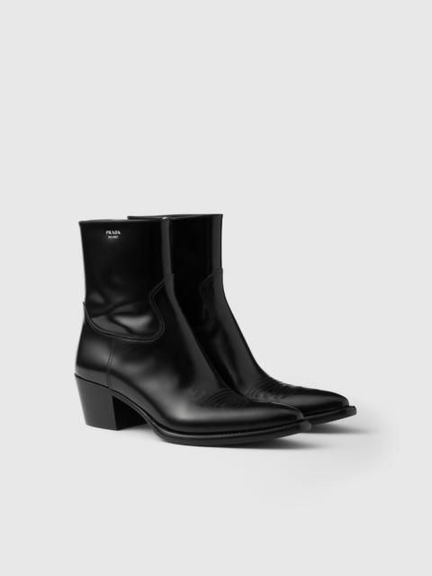 Brushed leather booties