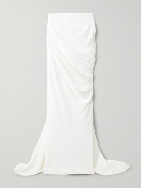 Train Ruched Crepe Maxi Skirt