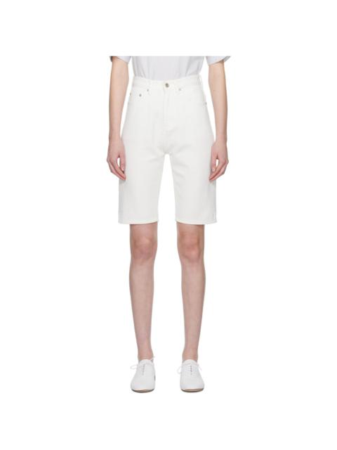 White Half White Denim Shorts