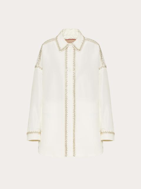 EMBROIDERED FAILLE OVERSHIRT