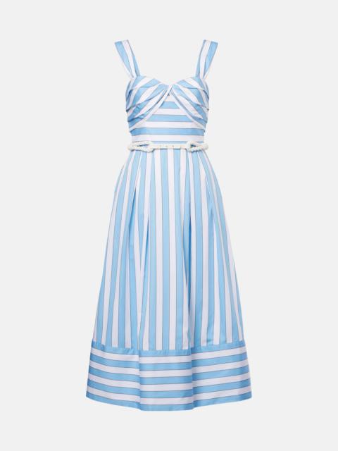Nilah striped belted cotton midi dress