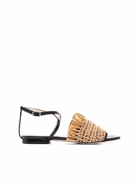 raffia-strap leather sandals