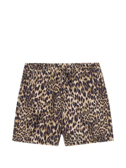 drawstring leopard-print shorts