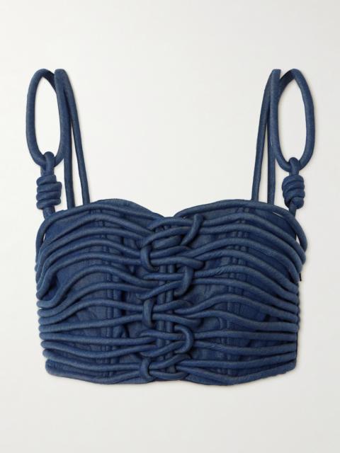 Redes Cropped Corded Chambray Top