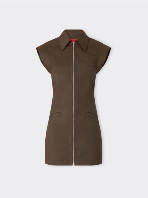 Mini dress in technical gabardine with a vintage effect