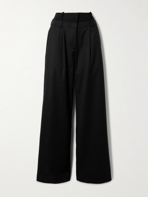 Ivlia Layered Pleated Crepe Wide-leg Pants