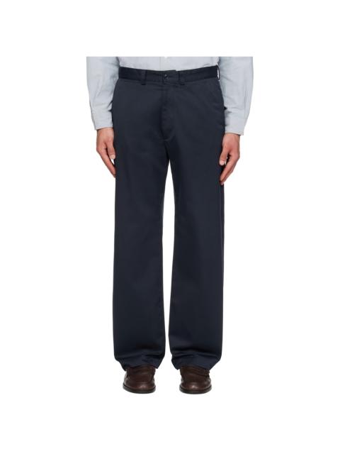 Navy Wide Straight Chino Trousers
