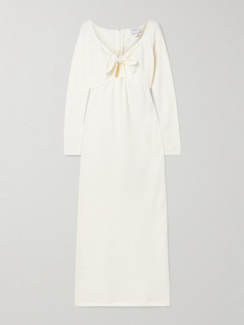 Tie-front Cutout Stretch-knit Maxi Dress