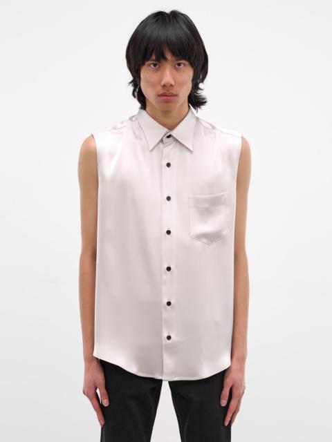 Gray Satin Button-Up Shirt Vest