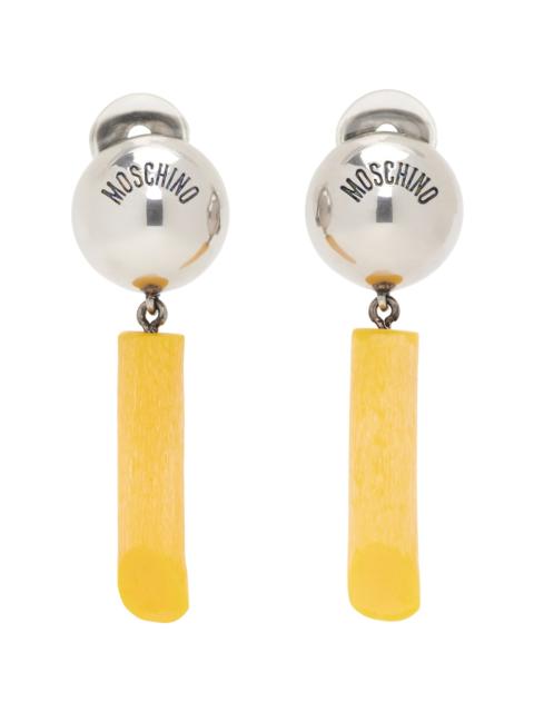 Silver & Yellow Engraved-Logo Earrings