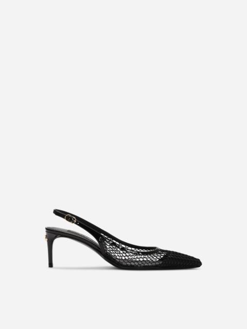 Patent leather and mesh slingbacks