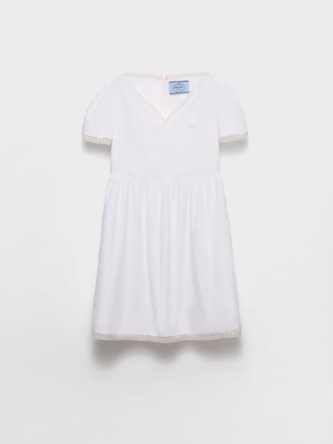 Embroidered vintage-look fabric mini-dress