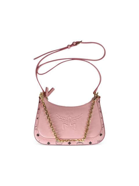 Aren logo-embossed chain clutch bag