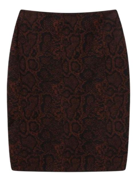 snakeskin-print pencil midi skirt