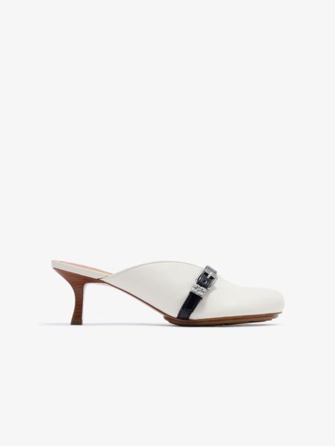 IVORY HEELED SUE MULES