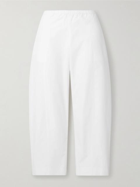Clover cotton-poplin barrel-leg pants White