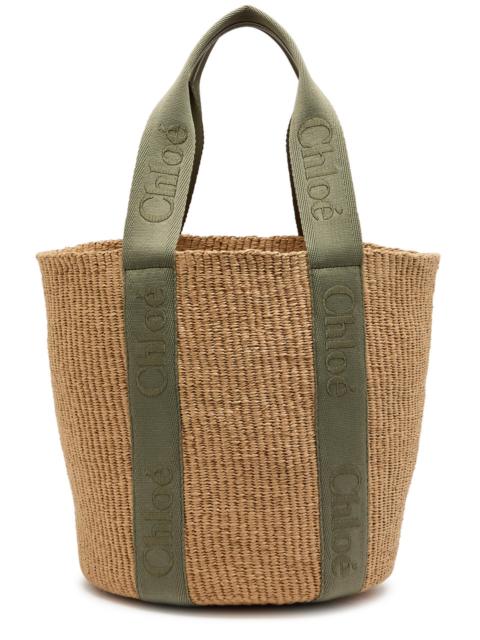 Chloe Woody Logo-embroidered Raffia Basket bag